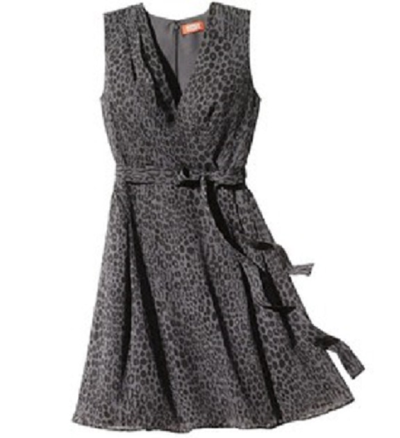 Kirma Zabeta Black & Charcoal Gray Leopard Print Dress NWT