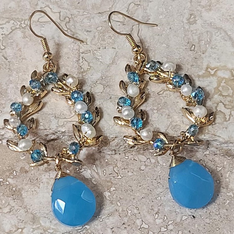 Quartz & Freshwater Pearl Dangle Earrings