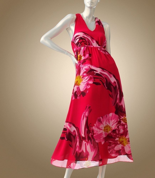 Jennifer Lopez Bright Pink Floral Maxi Dress NWT
