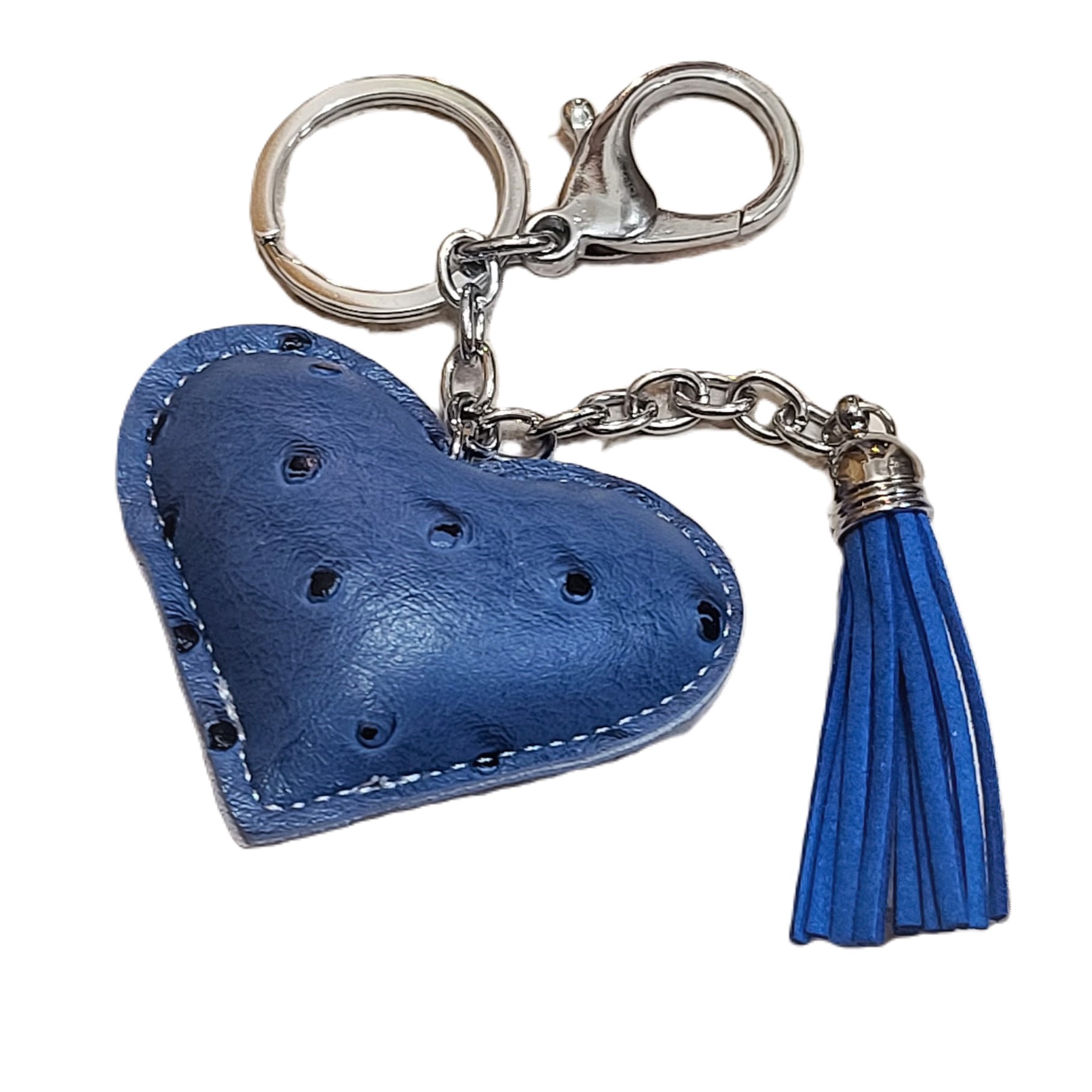Key Chain - Navy Blue Heart with Tassel
