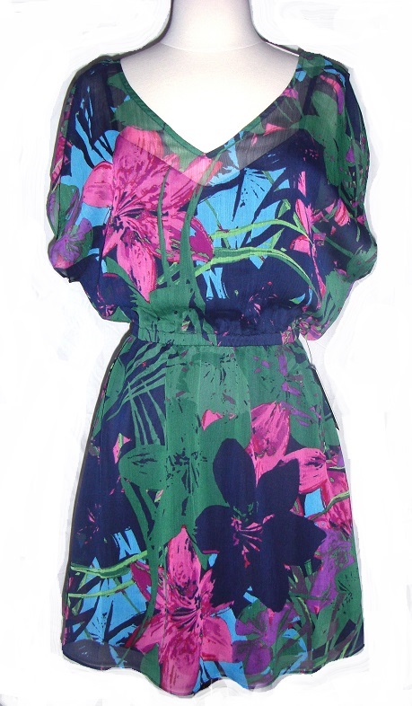 Express Floral LiIlly Print Chiffon Dress NWT