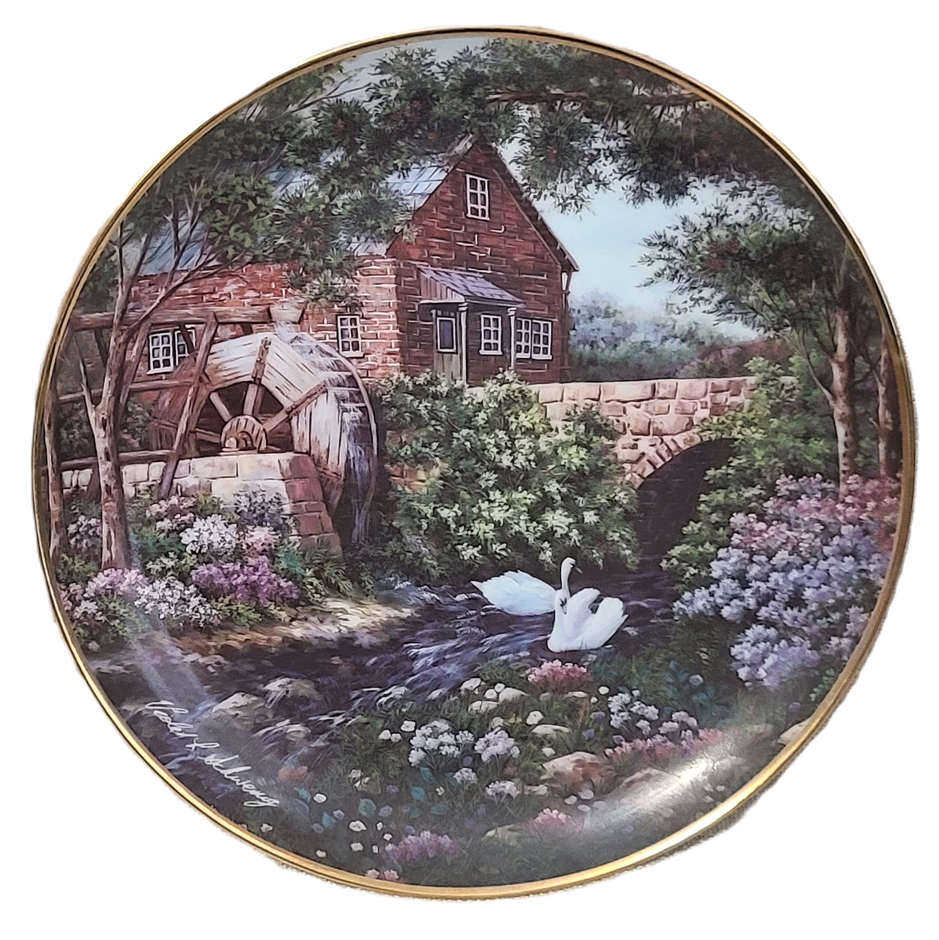 Violet Schwenig Franklin Mint Olde Mill Cottage Limited Ed Plate