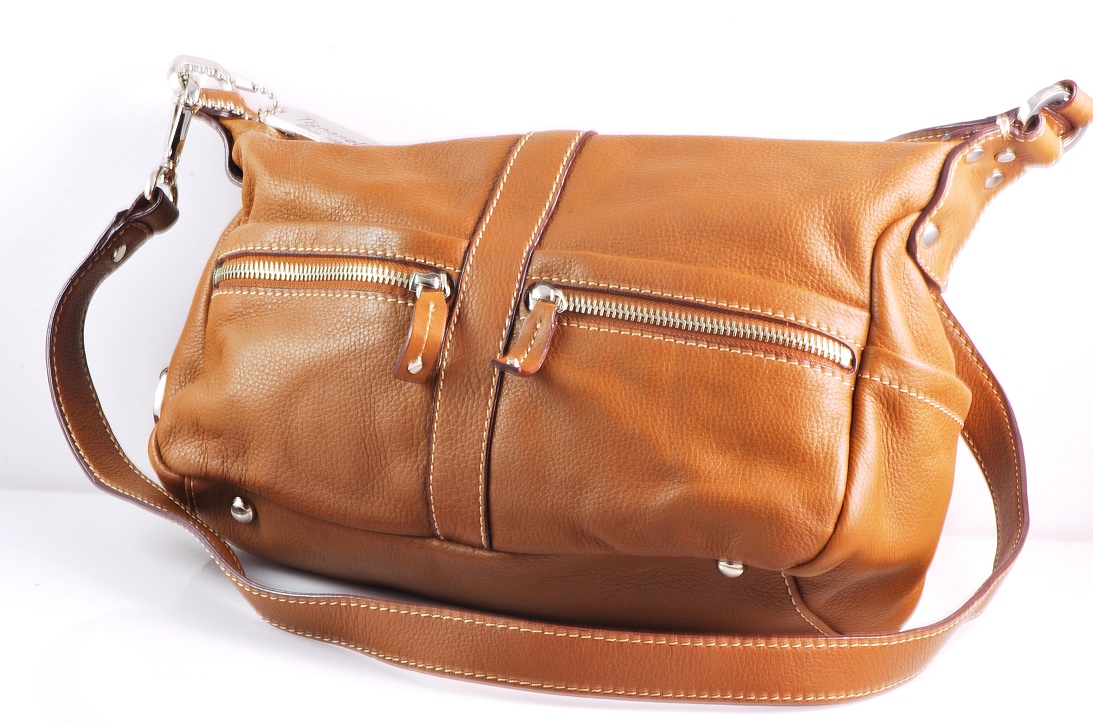 Tignanello Pebbled Leather Handbag Color: Sand