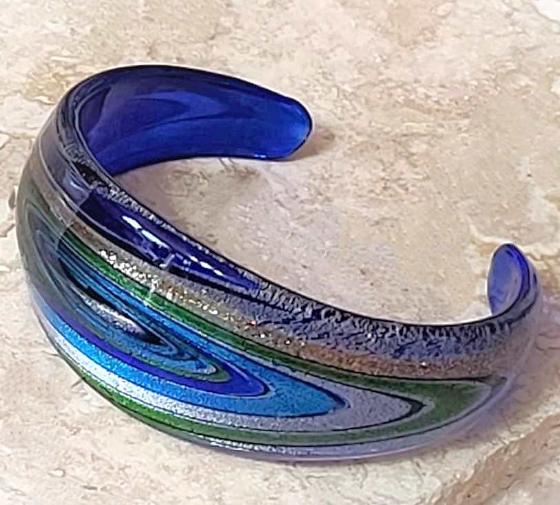Swirl Art Glass Cuff Bracelet