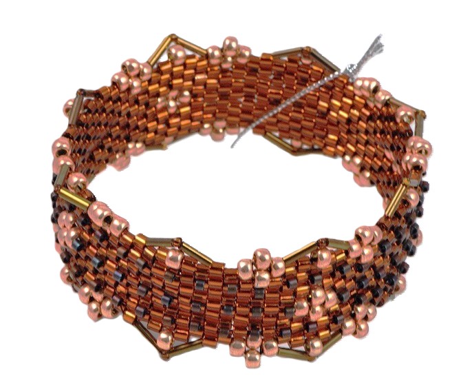 Bronze & Copper Peyote Stitch Glass Bangle Bracelet