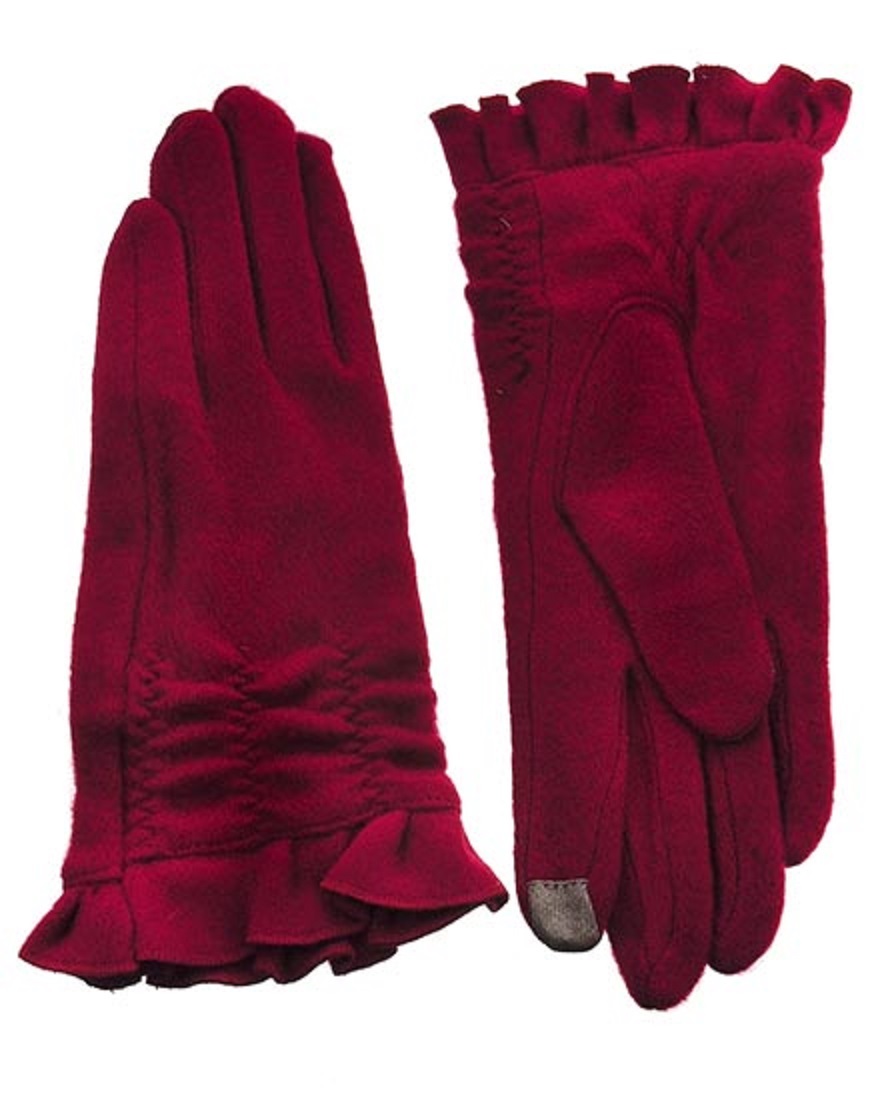 Gloves - Smart Tip Red Ruffle Trim Soft Gloves