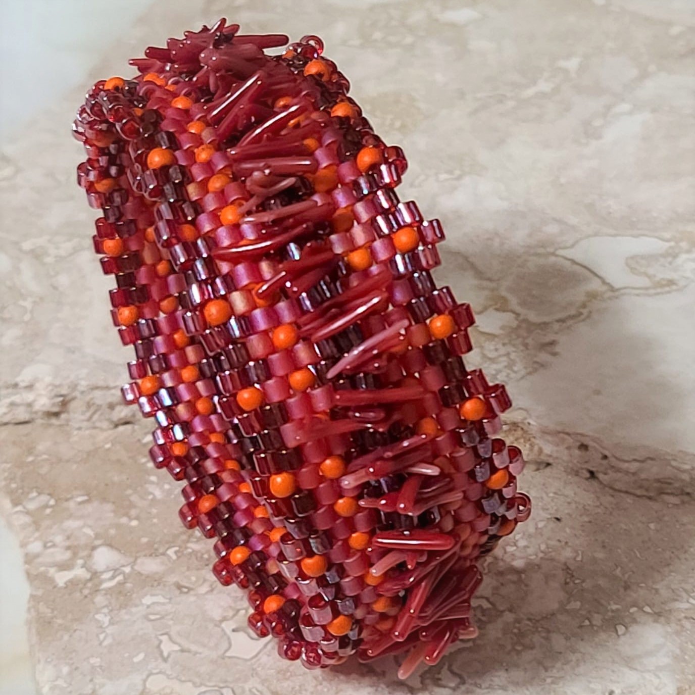 Branch Coral Accented Wide Bangle Bracelet