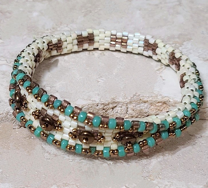 Handcrafted miyuki glass bead bangle bracelet