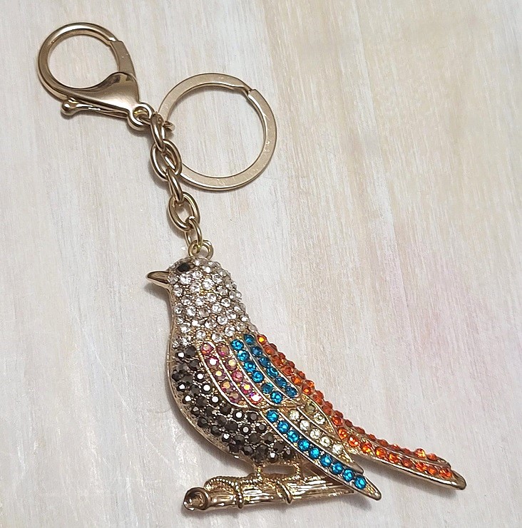 Keychain - colorful rhinestone bird keychain
