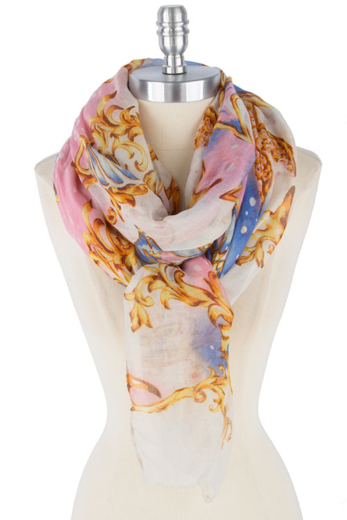 Scarf - Sea Life Pattern Blue and Pink - Click Image to Close