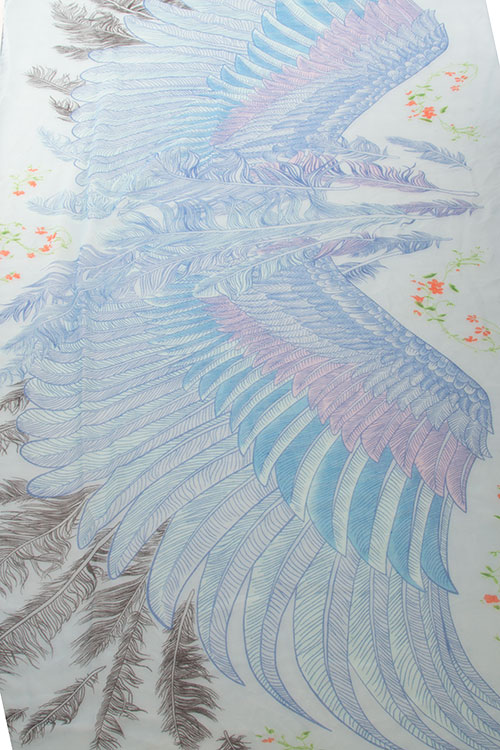 Scarf - Feather Pattern Color Sky Blue