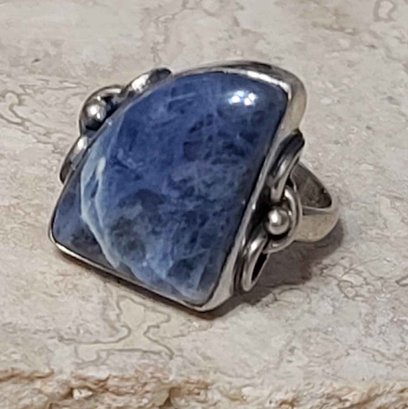 Blue Sodalite Gemstone 925 Sterling Silver Ring Sz 7