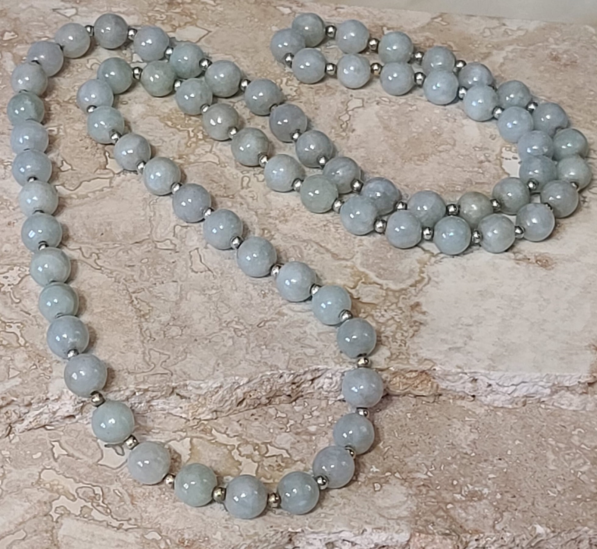 Green Aventurine gemstone bead vintage necklace