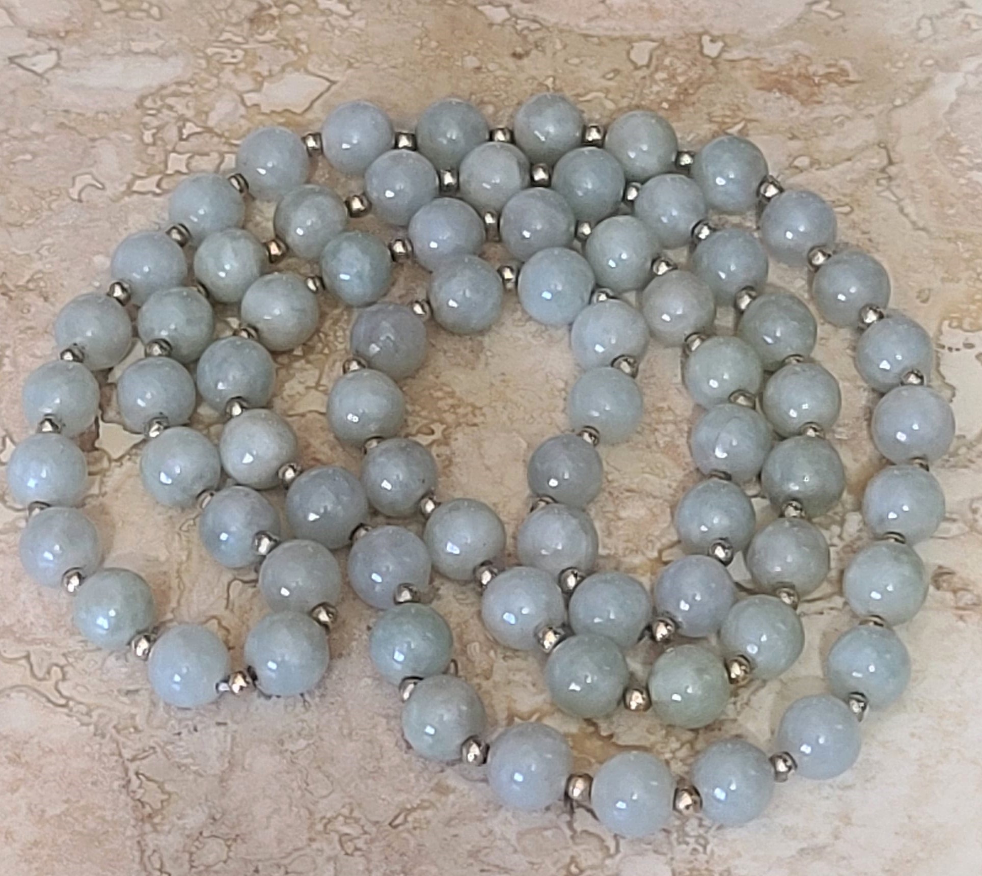 Green Aventurine gemstone bead vintage necklace