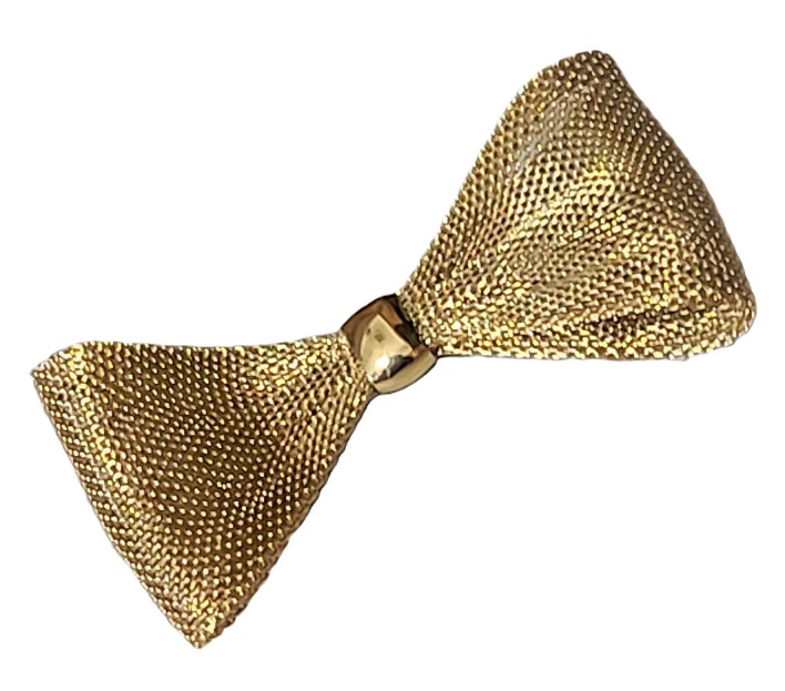 Goldtone Mesh Bow Tie Vintage Pin