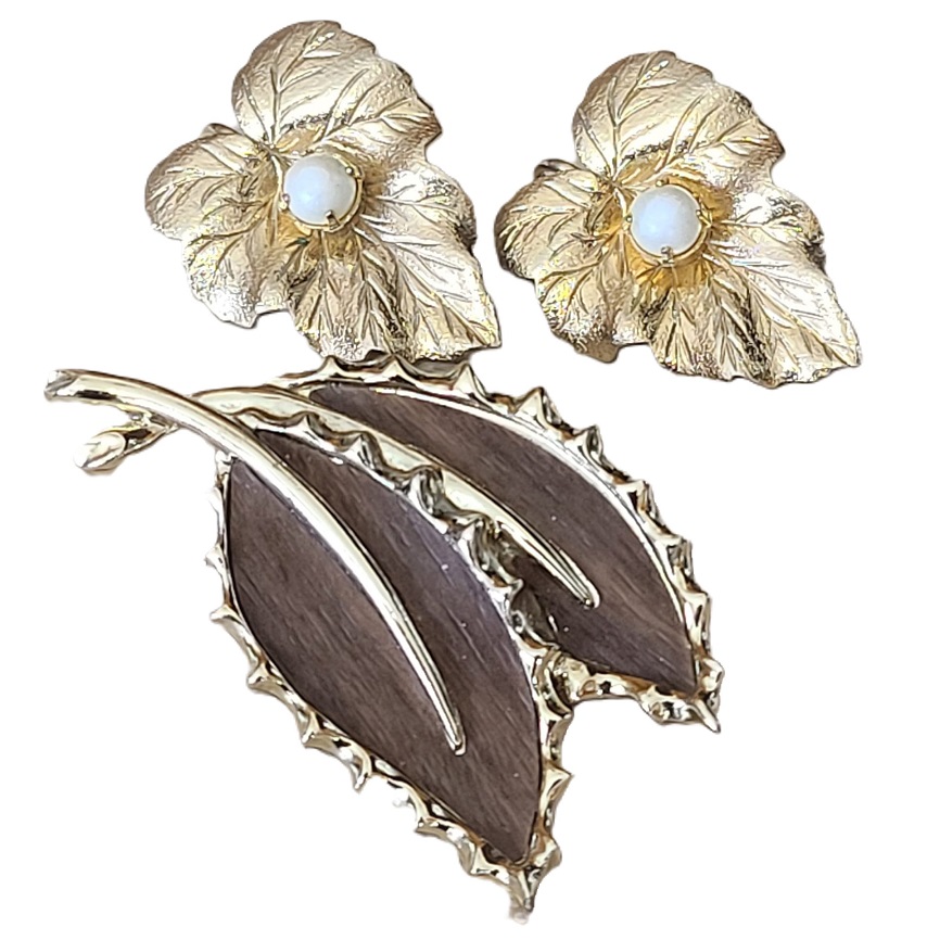 Sarah Coventry Leaf Earrings and Pin