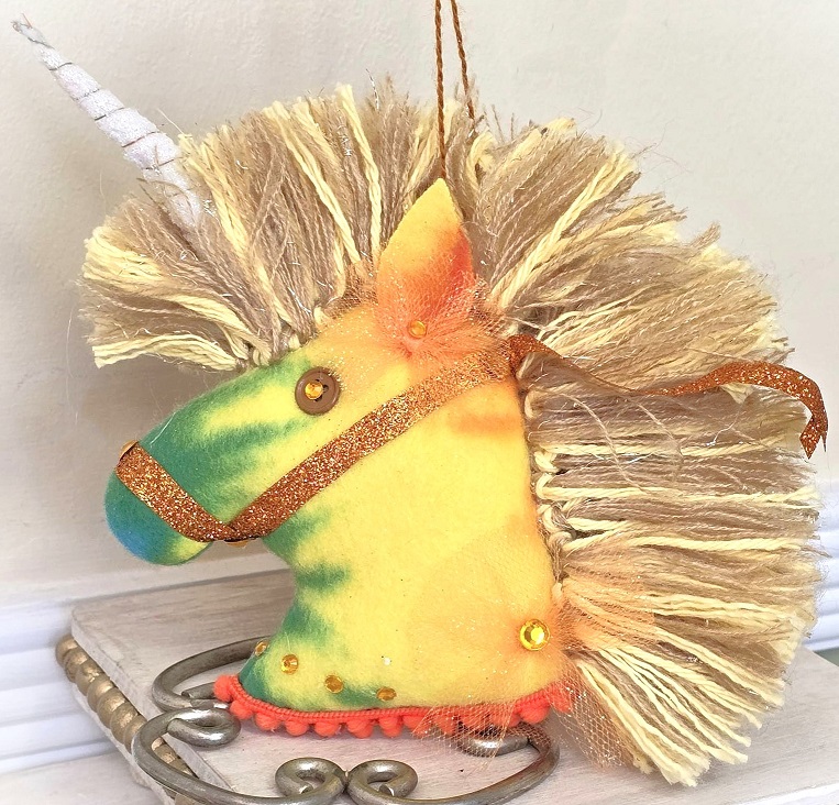 Unicorn ornament, handmade felt ornament, whimsical ornament, fantasy horse ornament