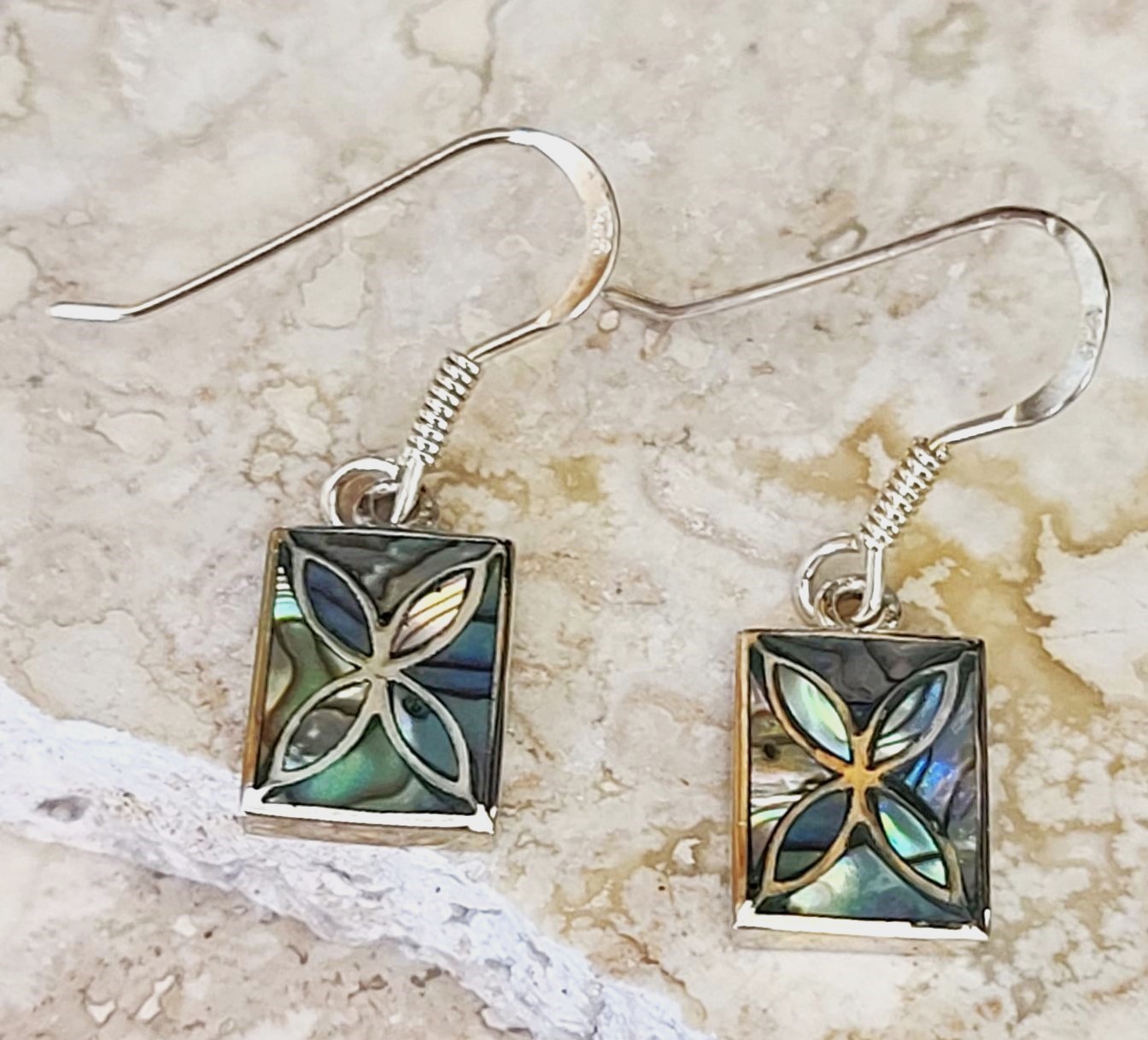 Abalone Shell Inlay 925 Sterling Silver Earrings