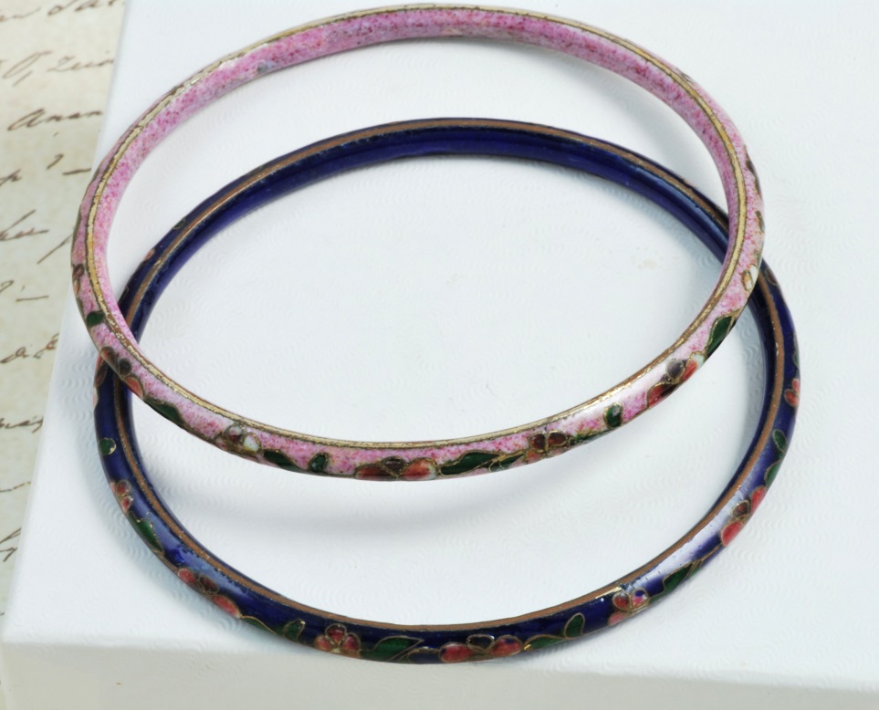 Cloissone Bangle Bracelets Vintage Set of 5