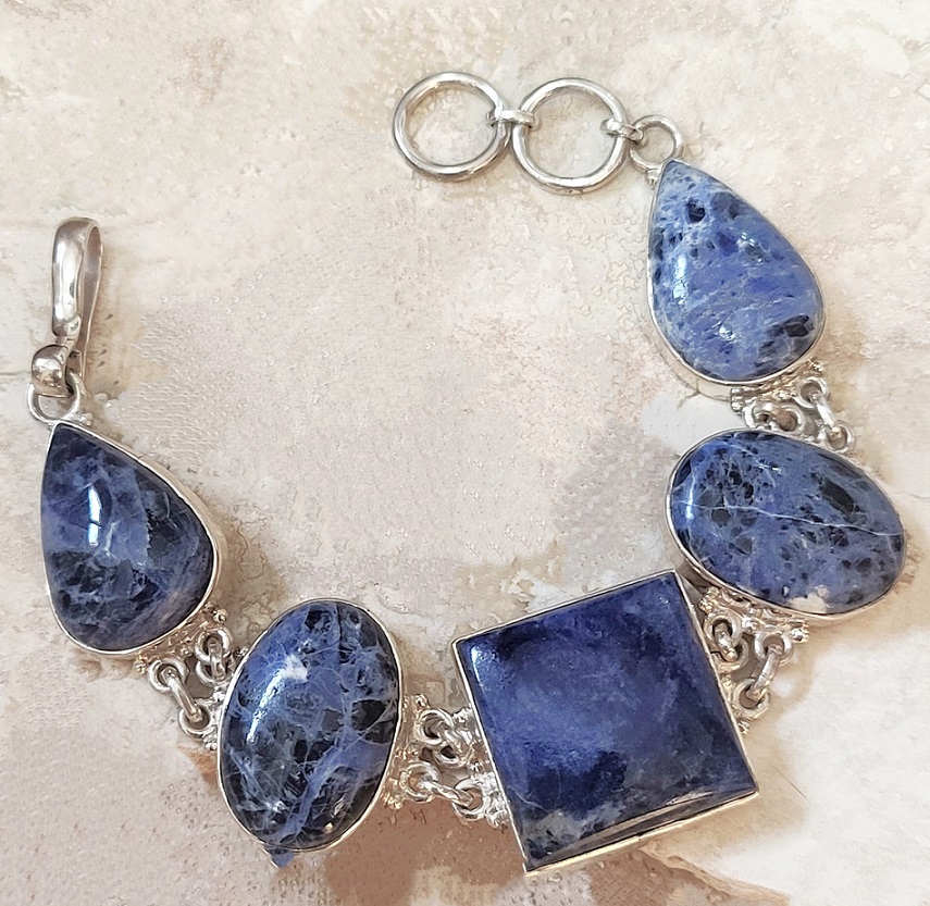 Blue Sodalite bracelet, set in 925 sterling silver
