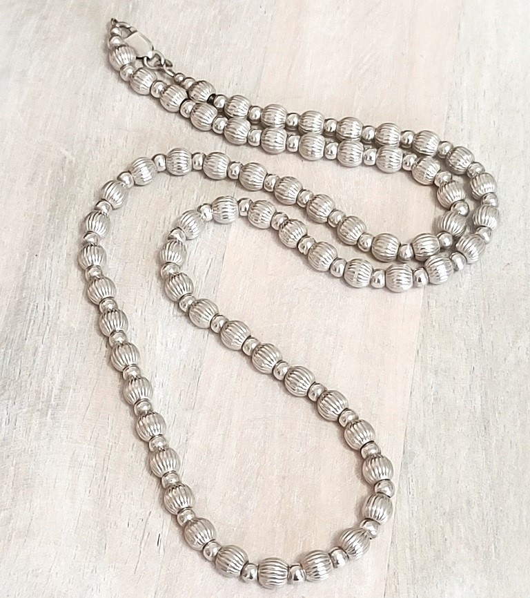 Sterling Silver Bead Necklace 24"