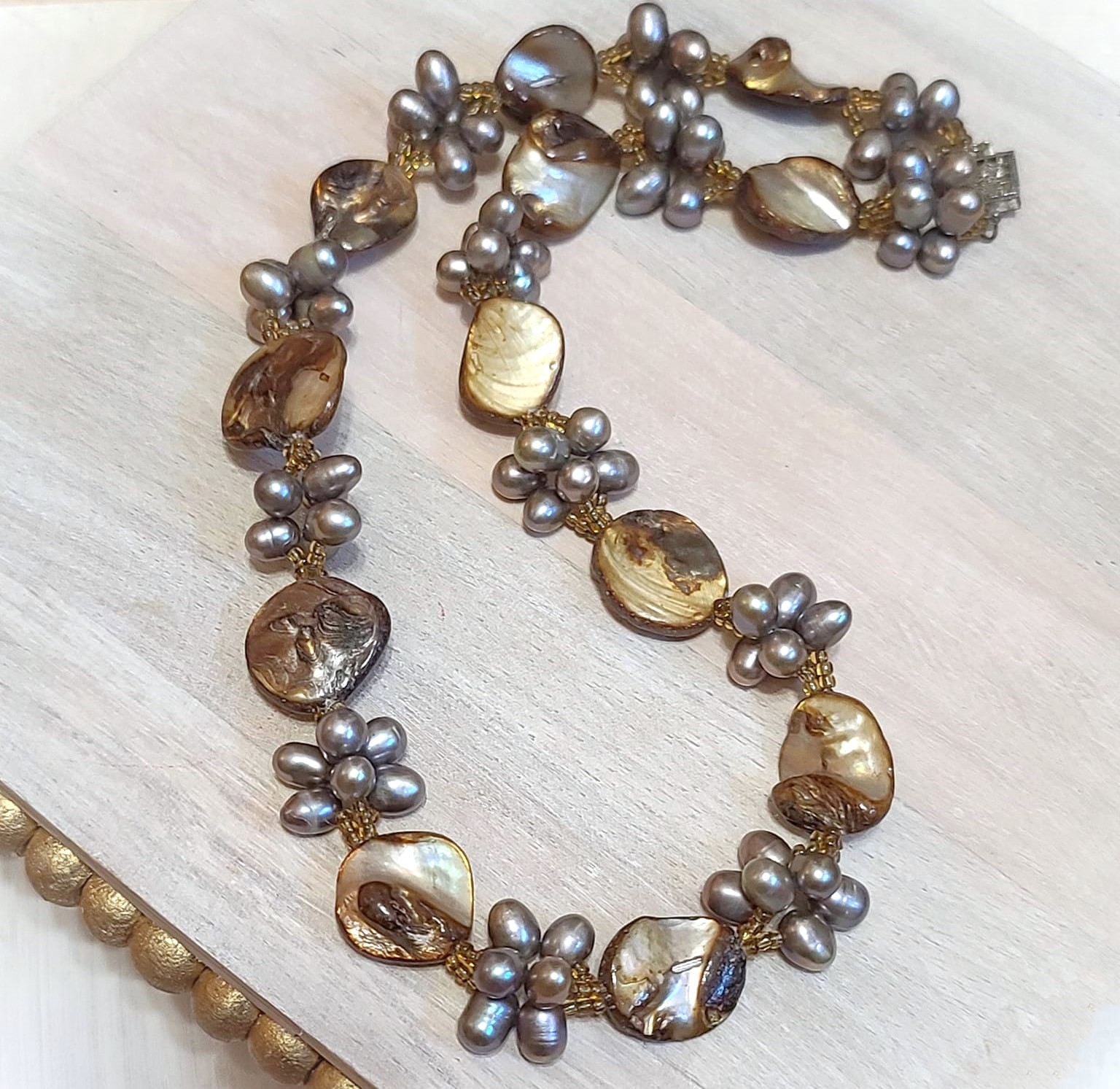 Freshwater & Blister Pearls with Shell Necklace
