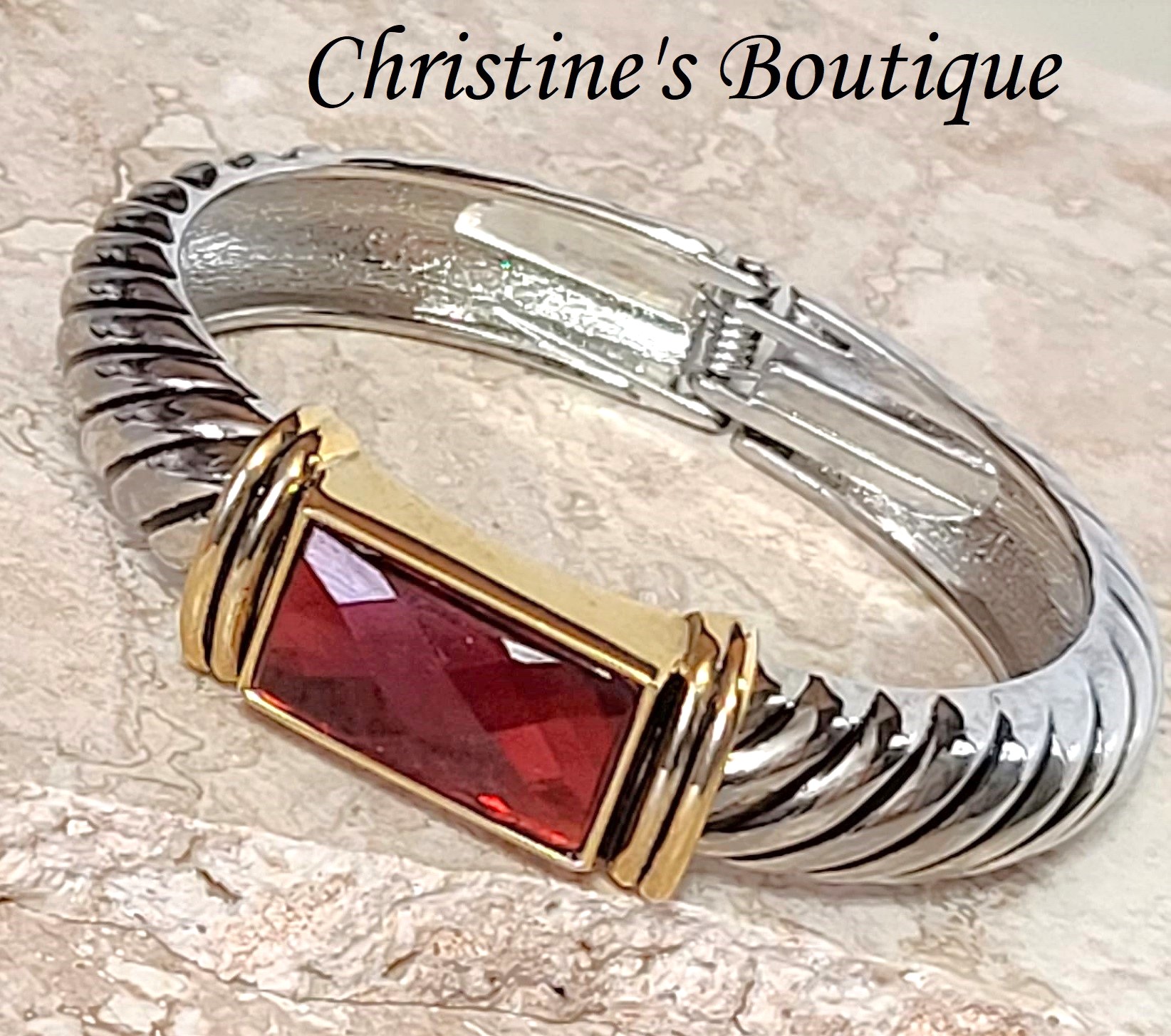 Red rhinestone bracelet, fashion bracelet, designer inspired