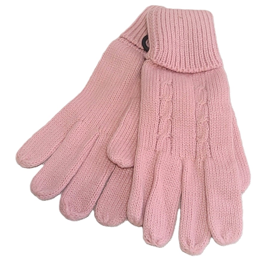Gloves Cable Knit Design - Light Pink