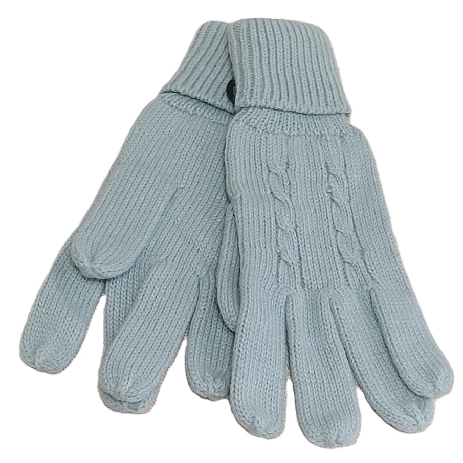 Gloves Cable Knit Design - Light Aqua