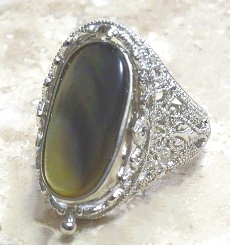 Reversible Mother of Pearl & Abalone Shell Center Ring Size 8