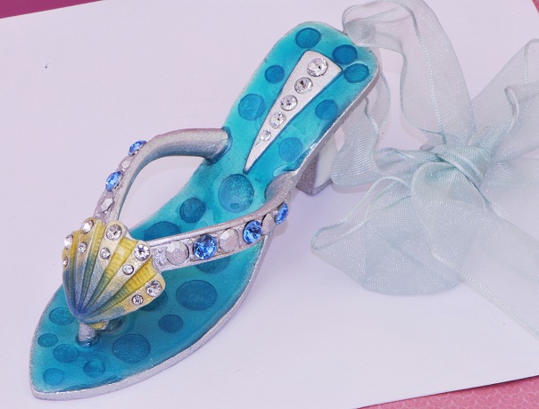 Enamel Sea Shell Sandal Shoe Ornament - Click Image to Close