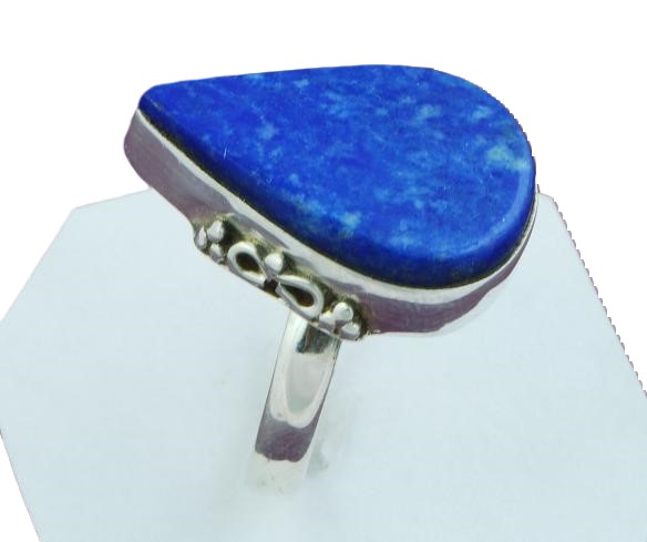 Blue Lapis Gemstone 925 Sterling Silver Ring Size 6 3/4