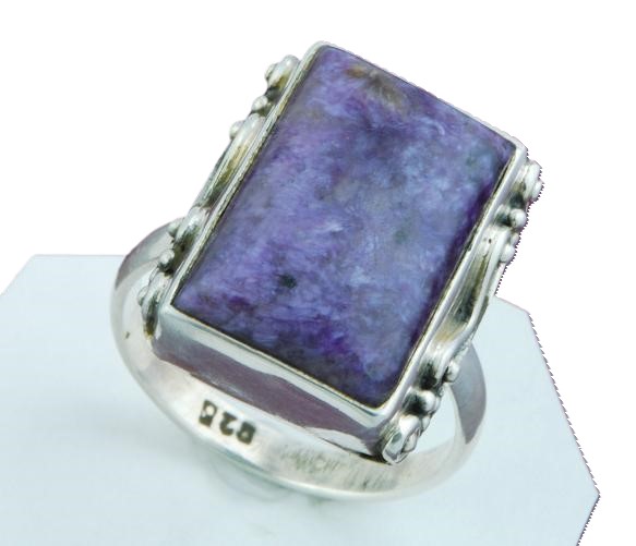Purple Charoite Gemstone 925 Sterling Silver Ring Size 7