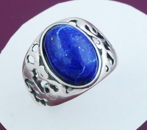 Blue Lapis Gemstone 925 Sterling Silver Ring Size 8