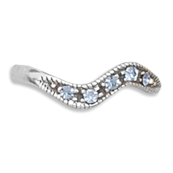 Toe Ring Oxidized 925 Sterling Silver w/Blue Crystals