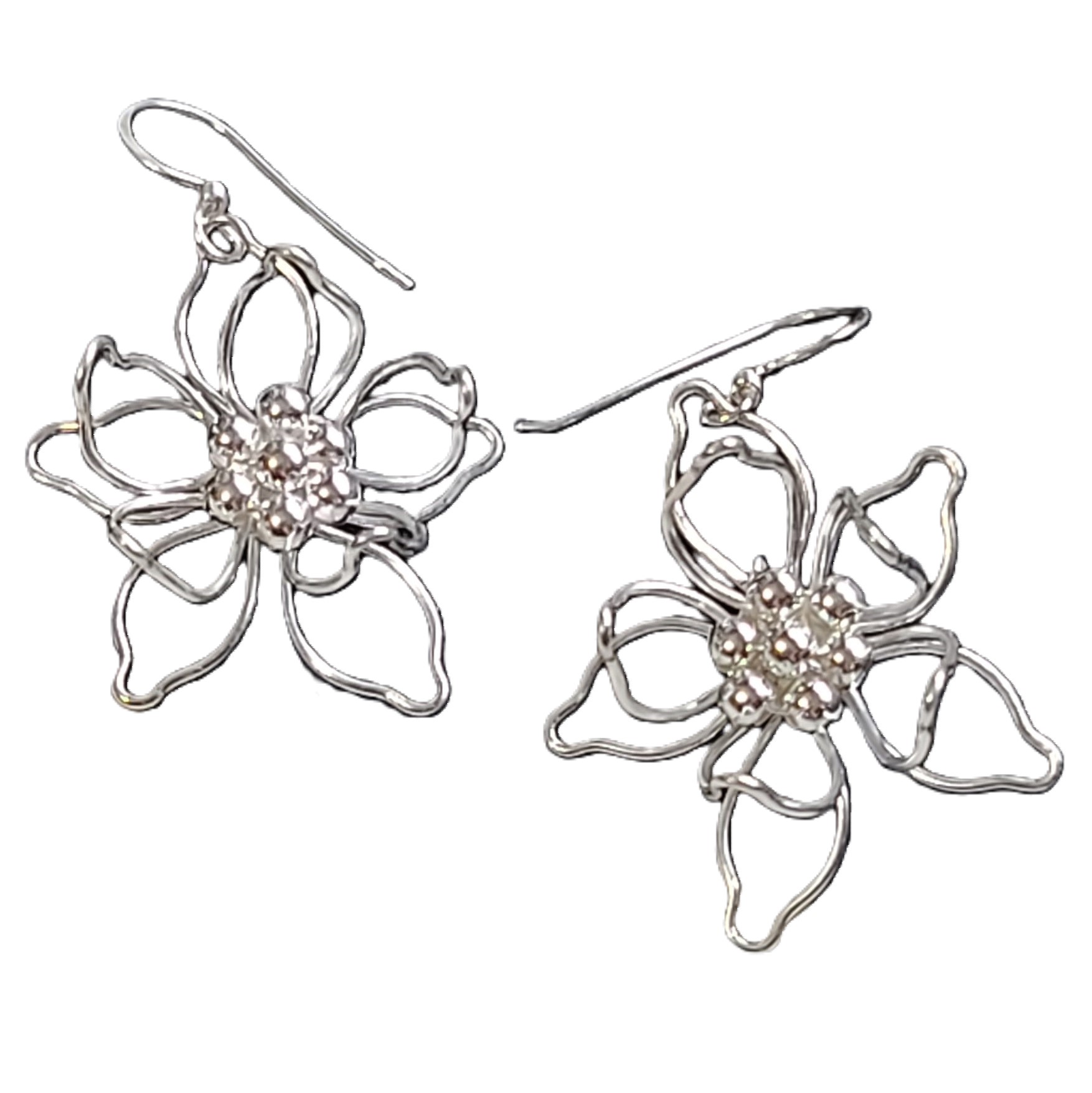 Flower Sterling Silver Dangle Earrings
