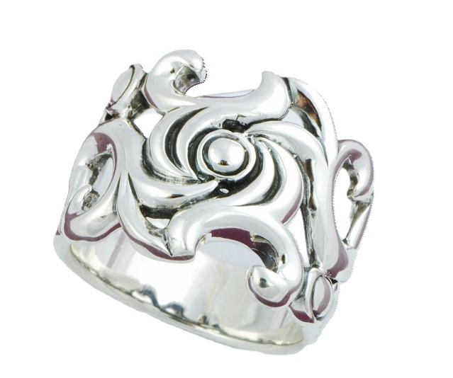 Rose and Thorns Sterling Silver Ring Size 7 - Click Image to Close