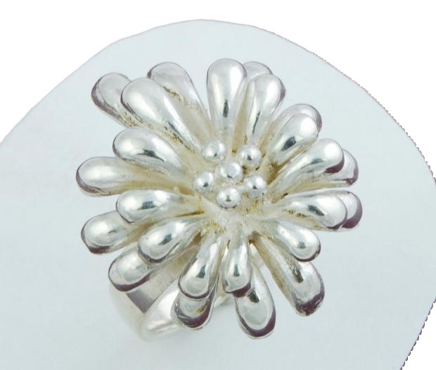 Flower Starburst Sterling Silver Ring Size 7