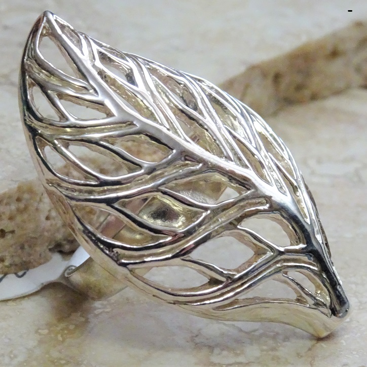 Open Leaf Sterling Silver Ring Size 7 - Click Image to Close