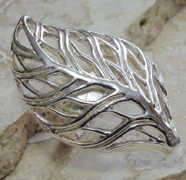 Open Leaf Sterling Silver Ring Size 8