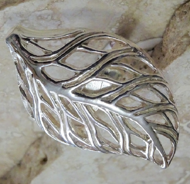 Open Leaf Sterling Silver Ring Size 7