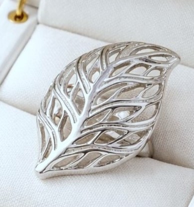 Open Leaf Sterling Silver Ring Size 8 Open Leaf Sterling Silver Ring Size 8