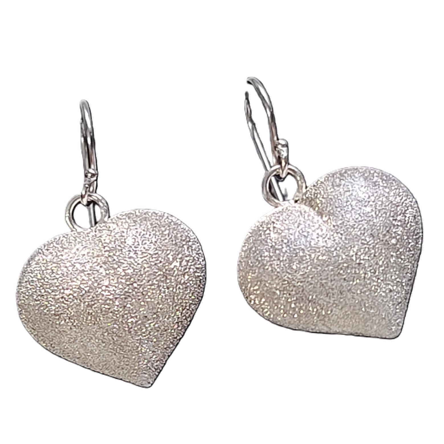 Heart Puffed Sterling Silver Earrings