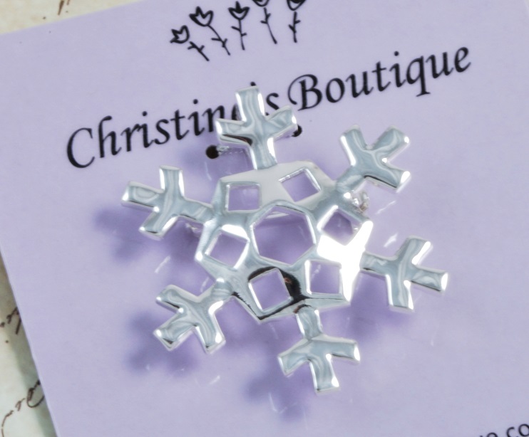 Sterling Silver Plated Snowflake Pin and Pendant - Click Image to Close