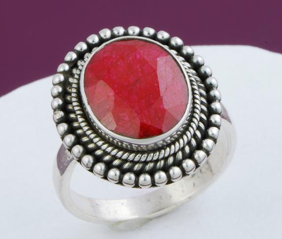 Oxidized 925 Sterling Silver Rough Cut Ruby Ring Size 7 - Click Image to Close