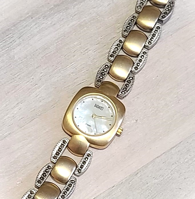 Badivici watch, vintage watch with gold satin finish and marcasite