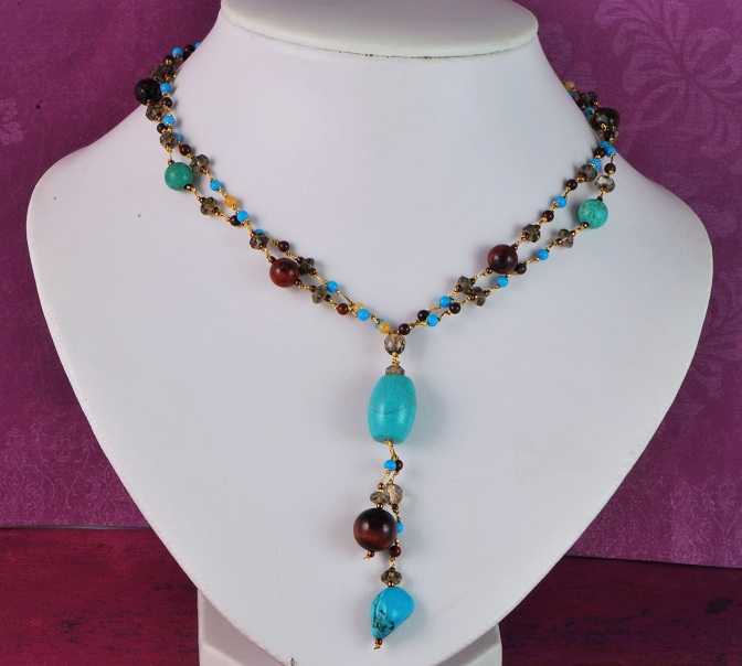 turquoise and tiger eye necklace