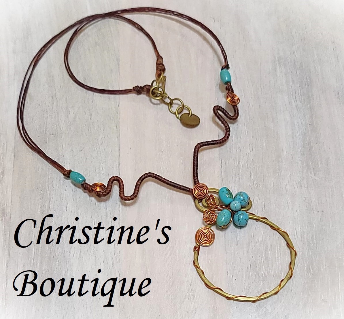 Artisan Turquoise and Copper Necklace - Click Image to Close