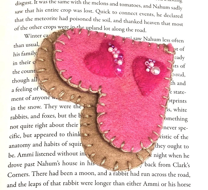 Handmade felt bookmark, felt corner bookmark, heart corner book mark, embroidery and beaded accents