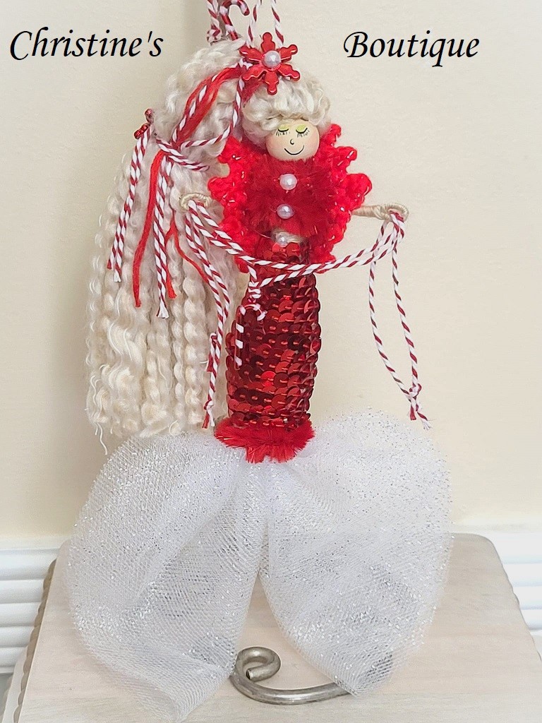 Whimsical mermaid doll, christmas doll ornament, handmade doll, handmade mermaid